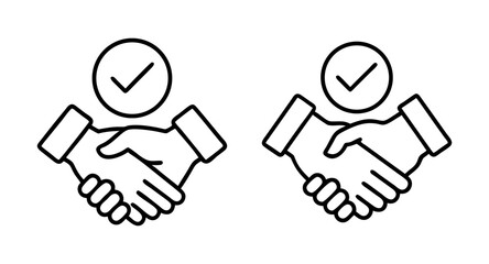 Fototapeta premium Handshake agreement icon vector illustration for business deal and partnership success
