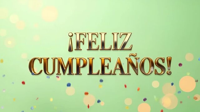 red rose branch on a green background with a golden spanish feliz cumpleanos birthday greeting