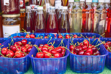 Cherries for sale at a market in Blagaj.