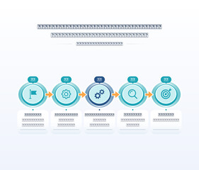 Modern Linear Process Workflow Steps Business Infographic Template
