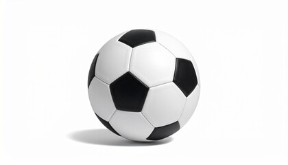 Fototapeta premium Klassischer schwarz-weißer Fußball als Einzelobjekt auf weißem Hintergrund
