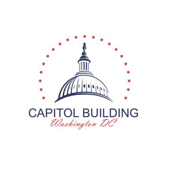 United States Capitol building icon in Washington DC isolated on white backgrpound
