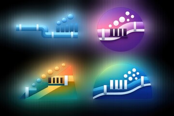 Fototapeta premium Abstract graphical representations of toothbrush designs emphasizing dental hygiene concepts captured in vibrant multicolored gradients and geometric patterns showcasing oral care innovation