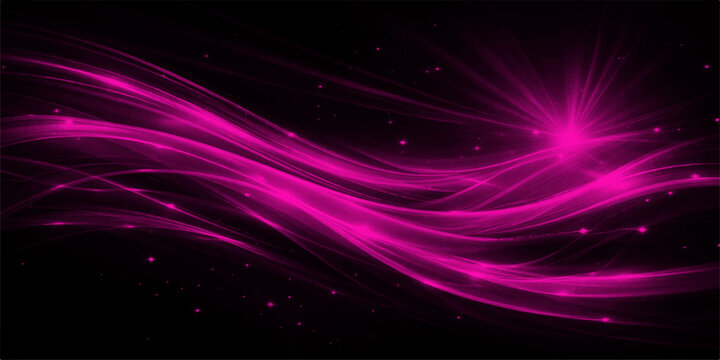 An abstract purple and pink background features flowing smoke and digital waves of light, creating a motion design texture with energy lines and a fractal flow pattern