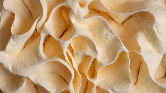 Macro Closeup of Cream Oyster Mushroom Cluster Texture