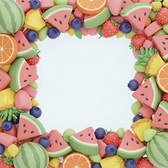 Obraz premium Colorful fruit arrangement with copy space