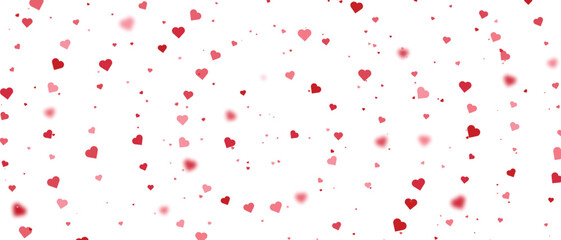Spiral red heart confetti pattern background forming circular motion for romantic and Valentine&rsquo;s Day design