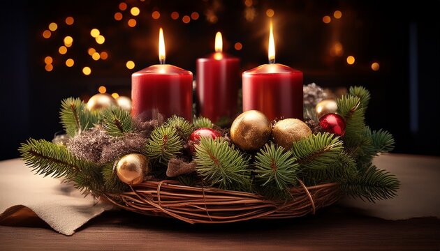 advent wreath with candles on the fourth sunday in advent