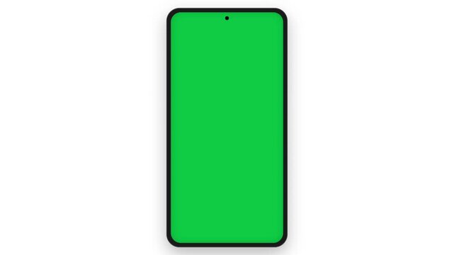 Thin Bezel Smartphone Vertical Green Screen App Interface Mockup Loop Animation