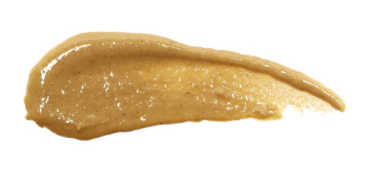 Sesame butter, paste tahini spread isolated on white background, top view