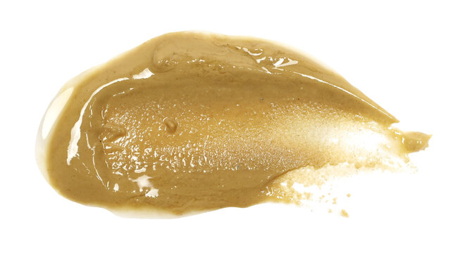 Sesame butter, paste tahini spread isolated on white background, top view