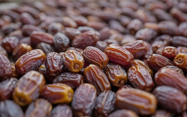 A large pile of fresh and healthy dates on a clean surface
