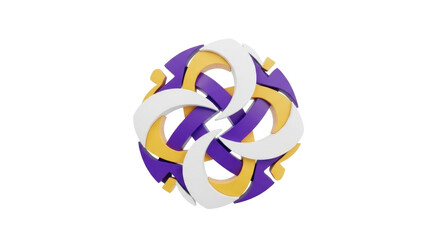 Abstract knot pattern in gold, purple, and white