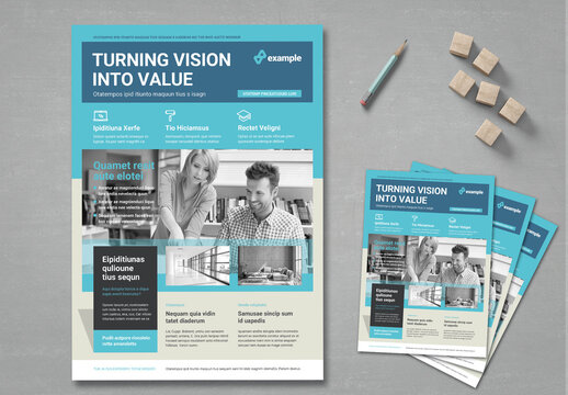 Business Flyer A4 and US Letter in Blue Shades