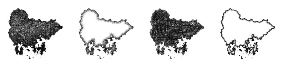 Sketch Gyeongsangnam-do outline map design set