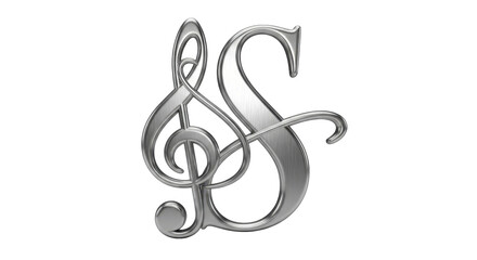 Obraz premium Elegant silver treble clef S letter