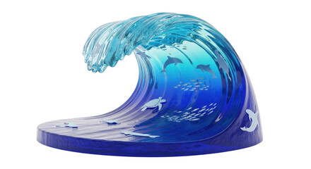 Fototapeta premium Ocean wave sculpture with sea life