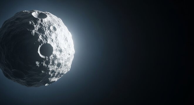 Majestic Textured Planetary Oddity Asteroid with a Stunning Lunar Crater and Atmospheric Glow