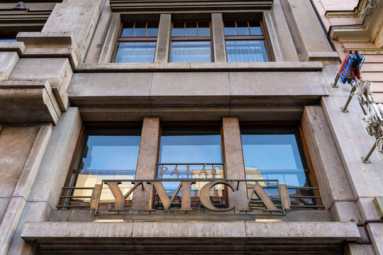 Prague, Czechia - Jan. 20, 2025: YMCA in the Czech Republic focuses more on youth volunteerism and Christian-based, education vs western counterparts that are more focused on health, fitness, and gyms