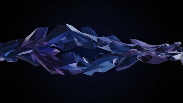 Abstract 3D digital art of breaking shards in blue and purple hues, representing data fragmentation or transformation