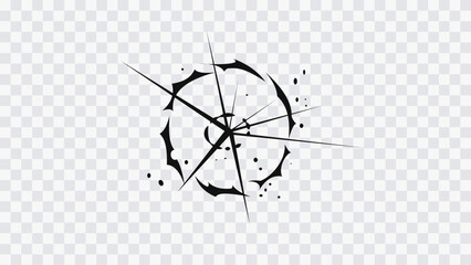 Radial impact burst with sharp lines and dynamic motion effect. Suitable for manga, comic and action scenes. Isolated element. © Oleg