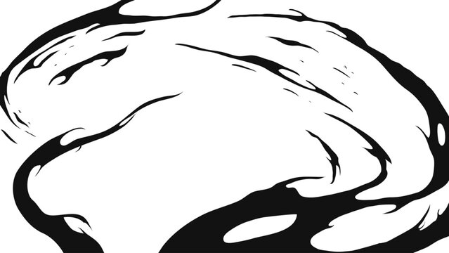 Dynamic anime style energy wave with flowing ink-like shapes and dramatic motion effect. Abstract power slash or aura burst inspired by manga and comic action scenes.