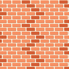 Obraz premium Seamless brick wall pattern in warm orange tones. Minimal flat vector background for texture, urban design, packaging and wallpaper.