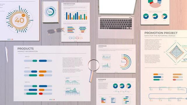 4k Data Analytics Information and Monitoring Concept Animation Video