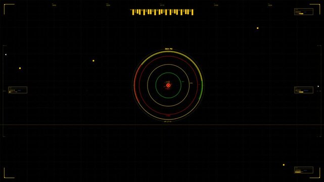 Hud animation display for webdesigner showing sci-fi space elements and visual data analysis in a digital interface