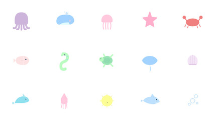 Cute Sea Animals Icon Pack Flat Design Collection © Sachin