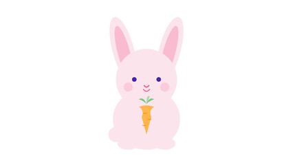 Obraz premium Adorable Baby Rabbit with Carrot Flat Vector
