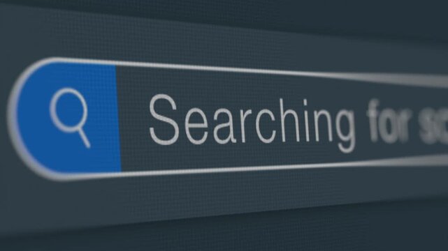 Search Bar animation on a transparent background , Internet browsing search bar button animation, Search bar animated with magnify glass icon