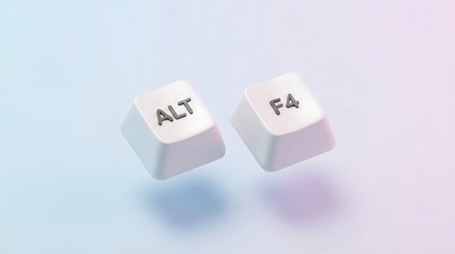 Alt F4 Keyboard Keys Floating on Gradient Background, Concept of Closing Applications