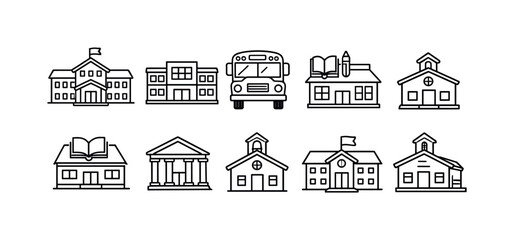 Naklejka premium School education solid icon set. learning, school supplies solid icons collection