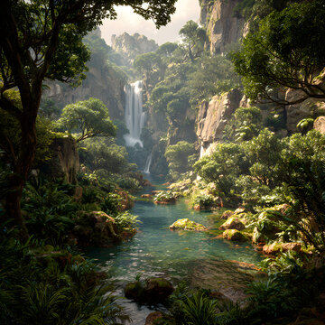 Exploring the Enchanting Bauty of Jungle Scenery wit Waterfalls: A Lush, Seren, and Refreshing Natural Rtreat Offering Tranquil Moents Amidst Nature's Majesic Splendor