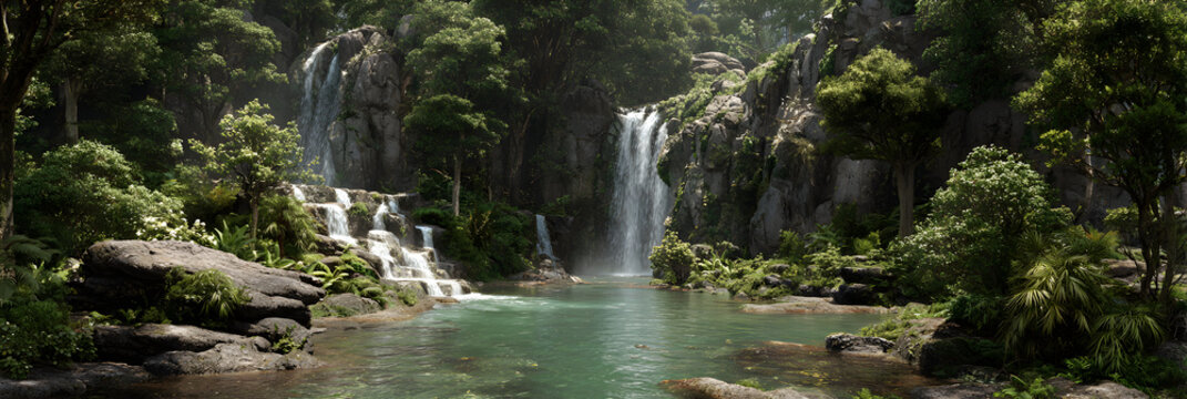Exploring the Enchanting Bauty of Jungle Scenery wit Waterfalls: A Lush, Seren, and Refreshing Natural Rtreat Offering Tranquil Moents Amidst Nature's Majesic Splendor