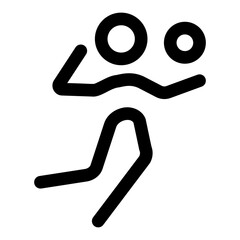 A linear icon showing a character doing volleyball spike