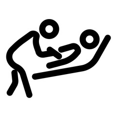 A linear style icon depicting patient care