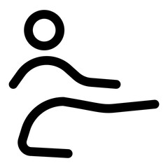 A line style icon showing flying kick action