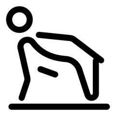 A linear icon depicting quad stretch posture