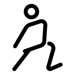 A linear style icon showing hamstring stretch posture