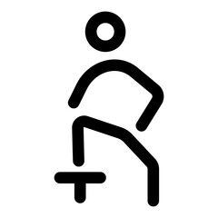 An outline style icon depicting elevated lunge posture