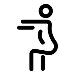 A linear style icon depicting squat hold posture