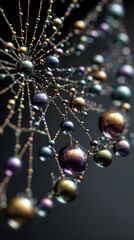 The delicate beauty of glitening dew-laden spiderwebin nature's tapestry