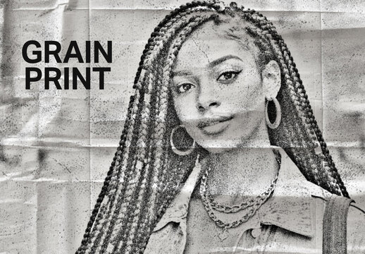 Folded Paper Grain Print Photo Effect