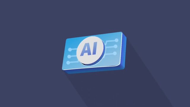 3D AI technology icon animation representing artificial intelligence, machine learning, digital innovation, and future tech concepts. Clean modern design with floating motion, perfect for business pre