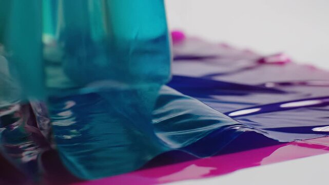 Vibrant Colored Plastic Wrap Texture Closeup.