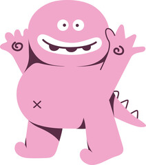 Fototapeta premium Smily Pink Monster Character Vector