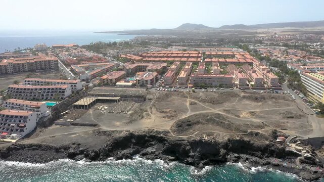 Coastal and volcanic landscape from above, Costa del Silencio, Tenerife, Spain