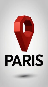 Paris City Location Pin Icon on White Background